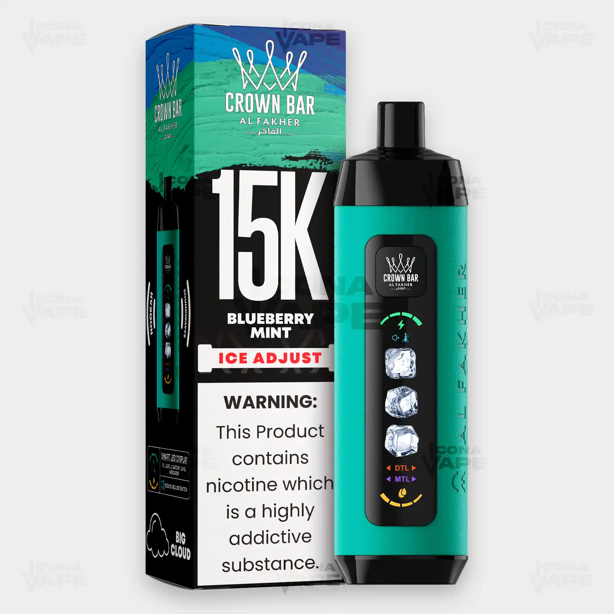 AL FAKHER CROWN BAR 15K ICE ADJUST DISPOSABLE VAPE - Image 11