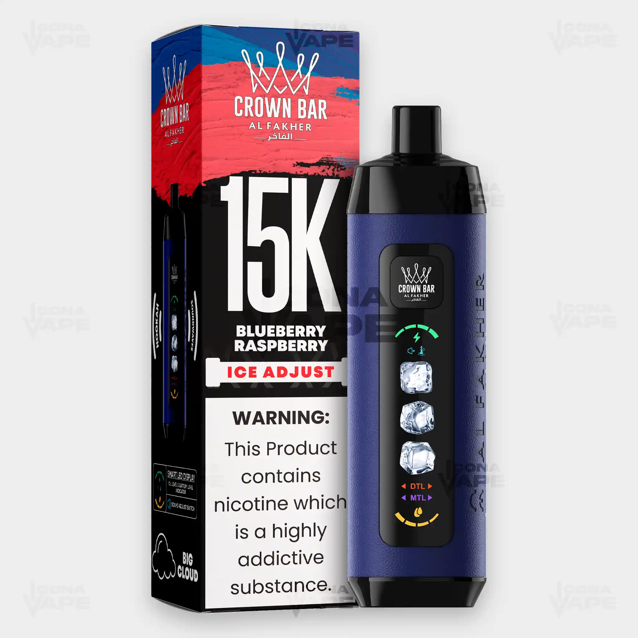 AL FAKHER CROWN BAR 15K ICE ADJUST DISPOSABLE VAPE - Image 12