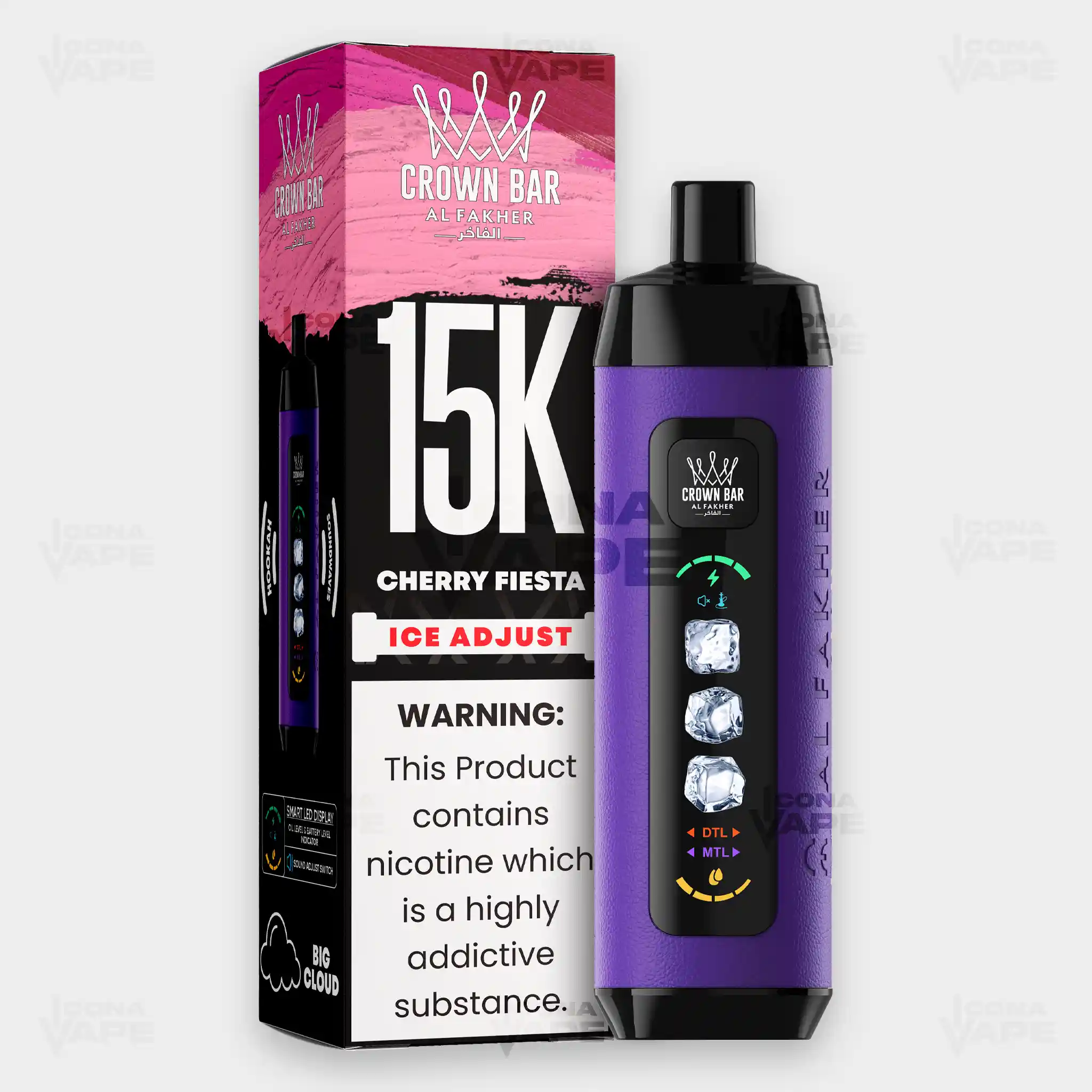 AL FAKHER CROWN BAR 15K ICE ADJUST DISPOSABLE VAPE - Image 13