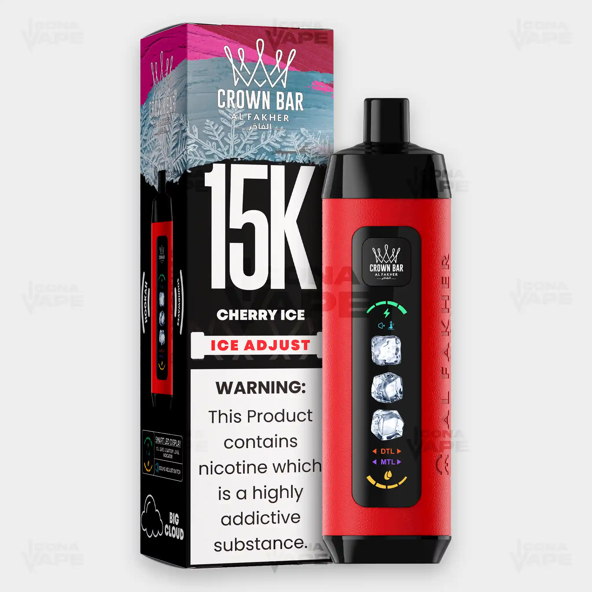 AL FAKHER CROWN BAR 15K ICE ADJUST DISPOSABLE VAPE - Image 15