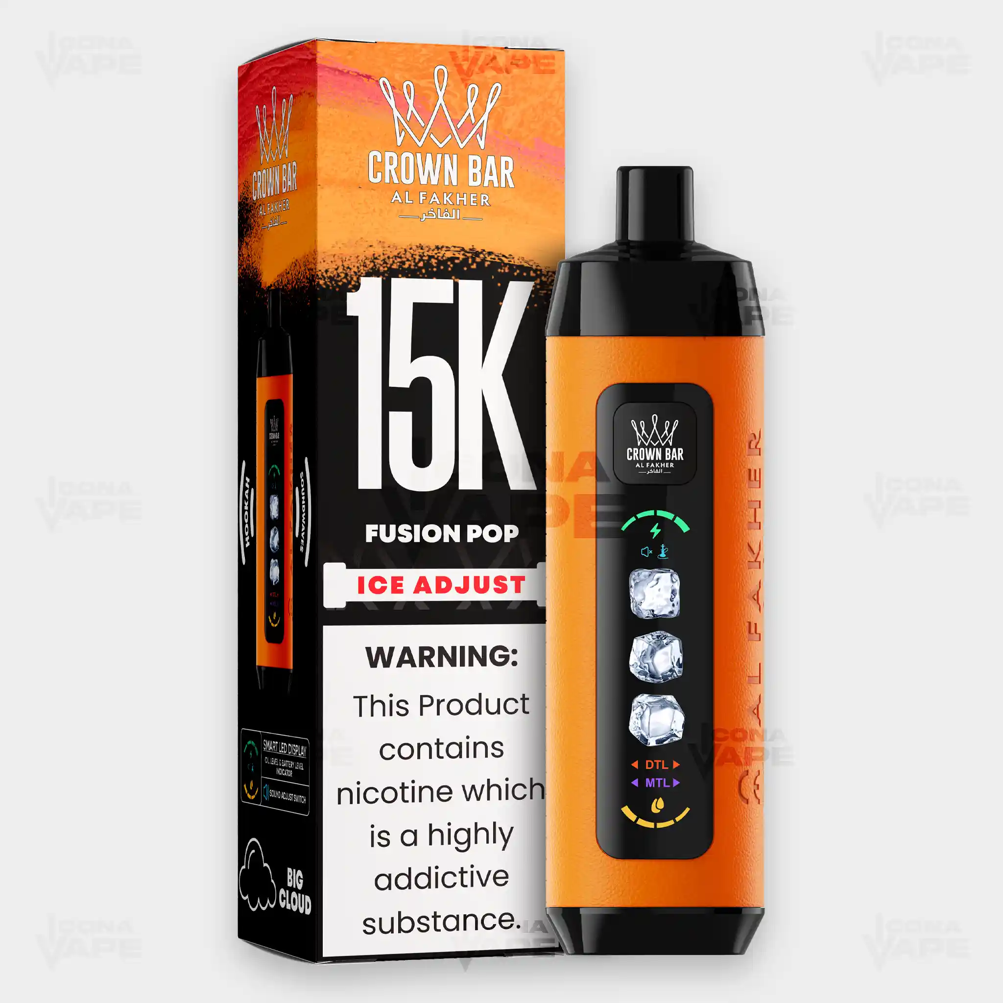 AL FAKHER CROWN BAR 15K ICE ADJUST DISPOSABLE VAPE - Image 18