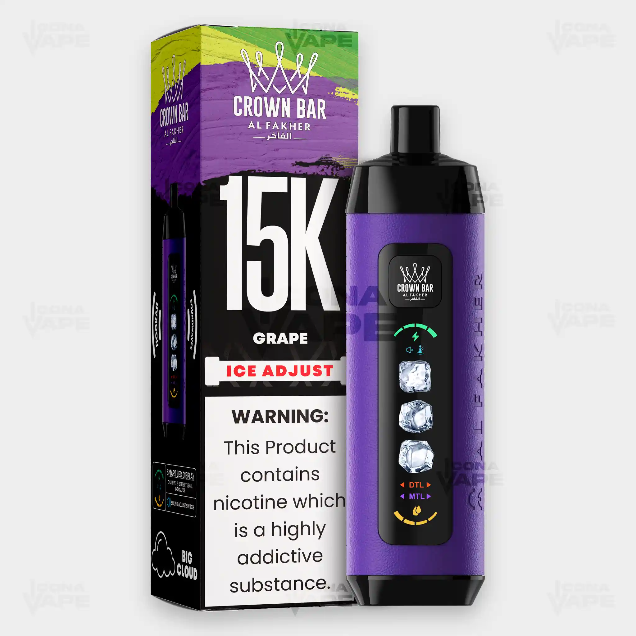 AL FAKHER CROWN BAR 15K ICE ADJUST DISPOSABLE VAPE - Image 19