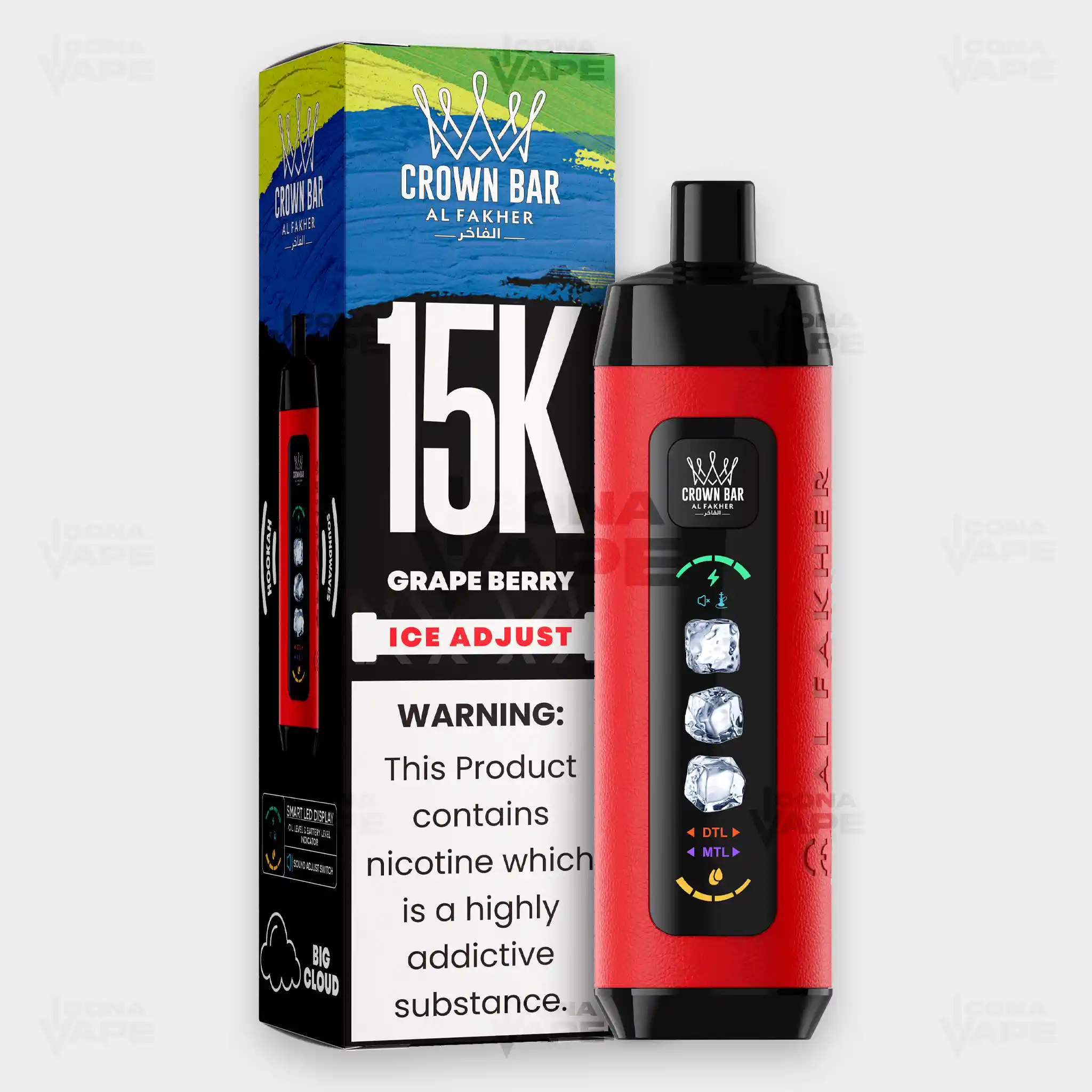 AL FAKHER CROWN BAR 15K ICE ADJUST DISPOSABLE VAPE - Image 20