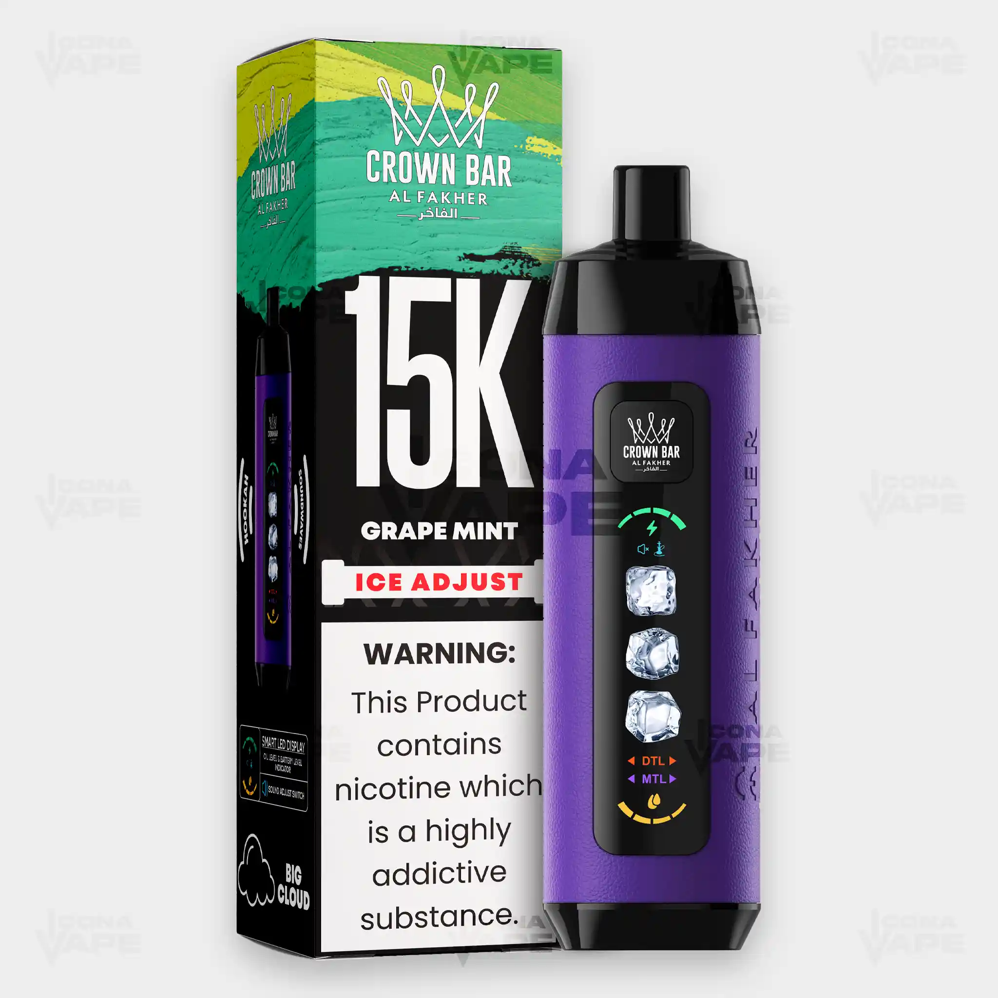 AL FAKHER CROWN BAR 15K ICE ADJUST DISPOSABLE VAPE - Image 21