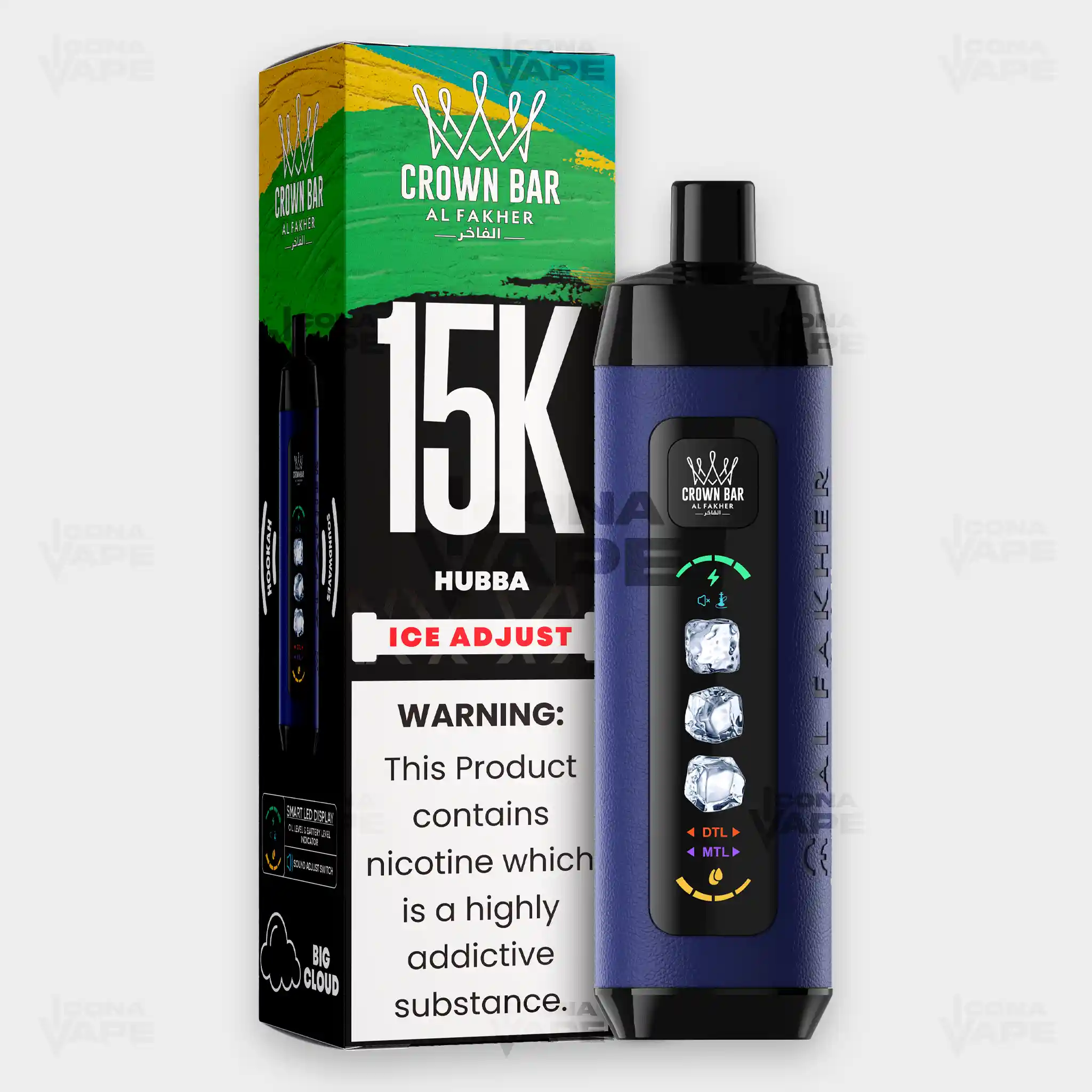 AL FAKHER CROWN BAR 15K ICE ADJUST DISPOSABLE VAPE - Image 23