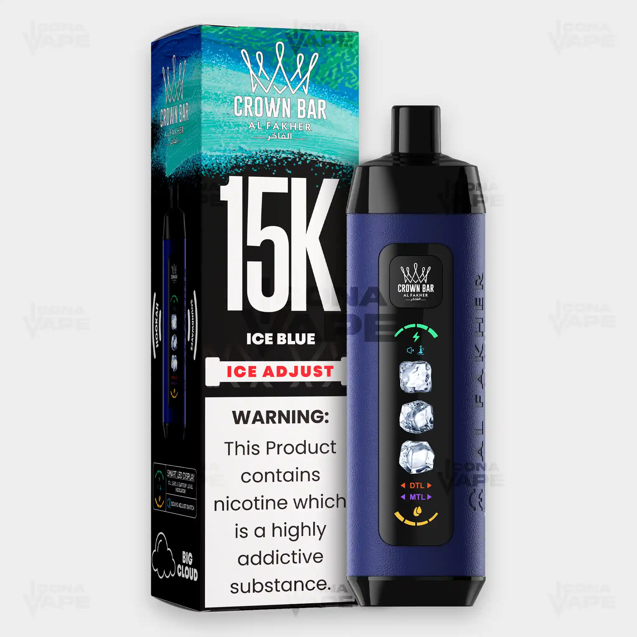 AL FAKHER CROWN BAR 15K ICE ADJUST DISPOSABLE VAPE - Image 24