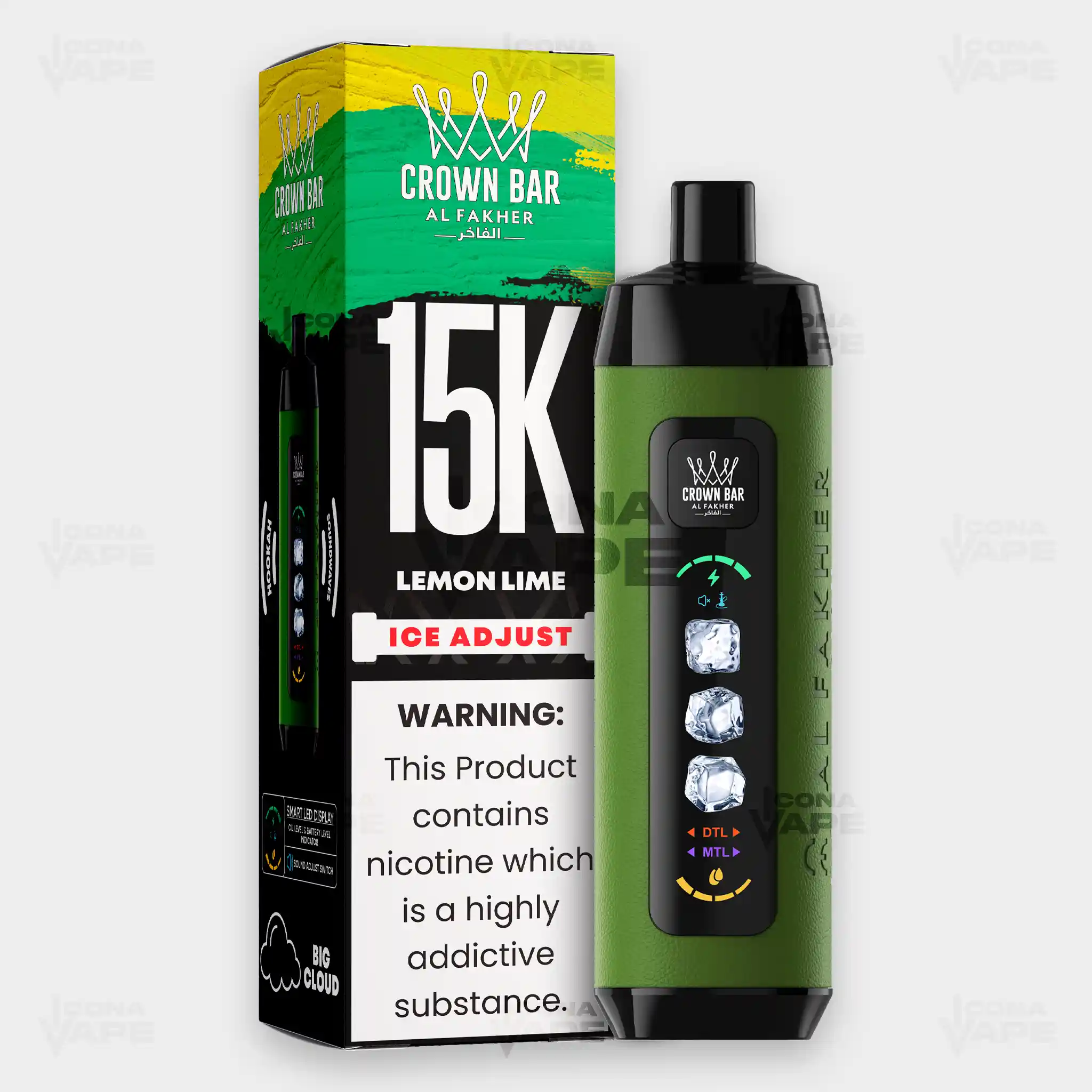 AL FAKHER CROWN BAR 15K ICE ADJUST DISPOSABLE VAPE - Image 25