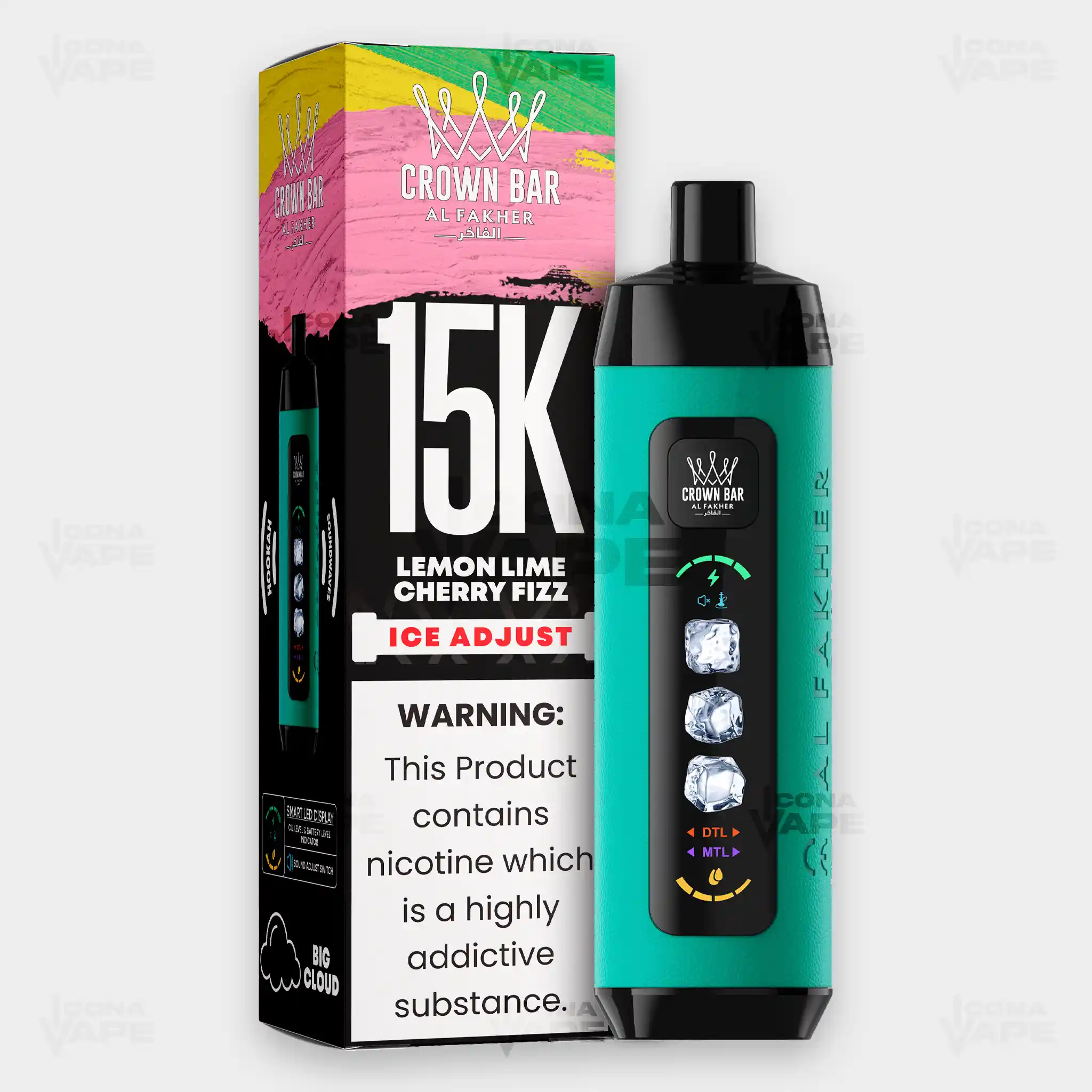 AL FAKHER CROWN BAR 15K ICE ADJUST DISPOSABLE VAPE - Image 26
