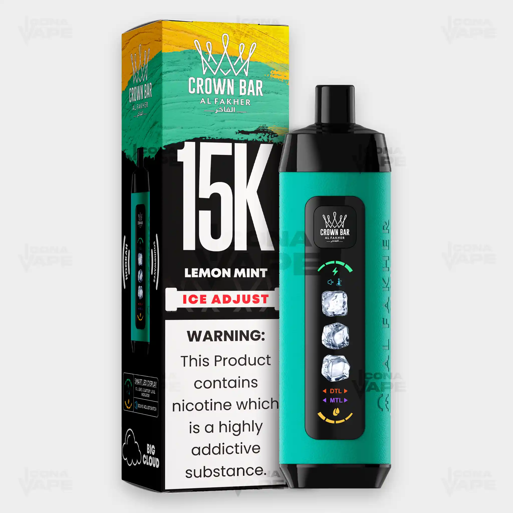 AL FAKHER CROWN BAR 15K ICE ADJUST DISPOSABLE VAPE - Image 27