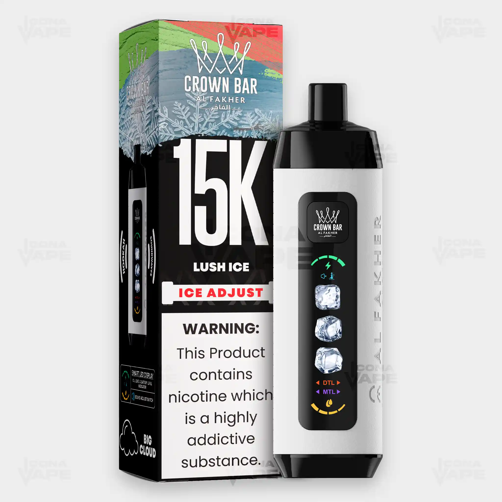 AL FAKHER CROWN BAR 15K ICE ADJUST DISPOSABLE VAPE - Image 28