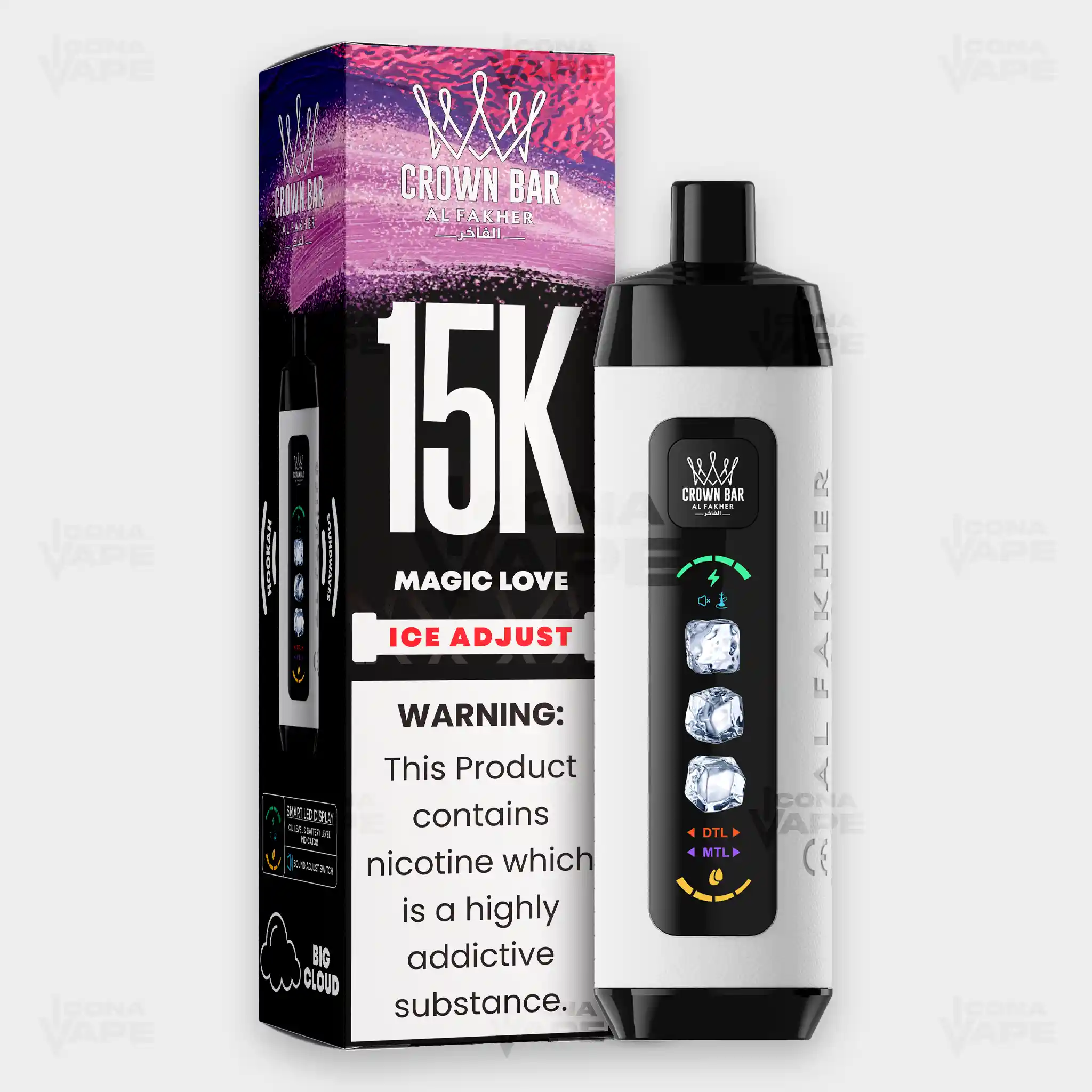 AL FAKHER CROWN BAR 15K ICE ADJUST DISPOSABLE VAPE - Image 29