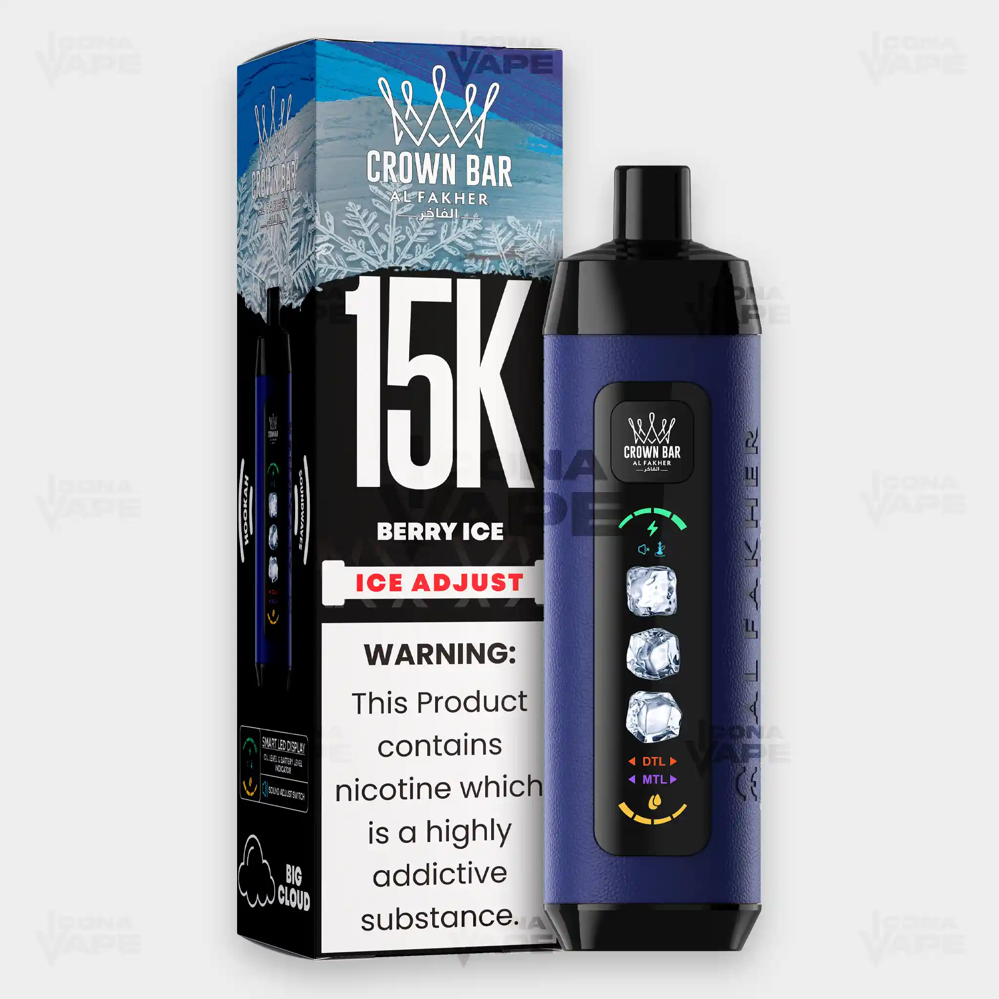 AL FAKHER CROWN BAR 15K ICE ADJUST DISPOSABLE VAPE - Image 3