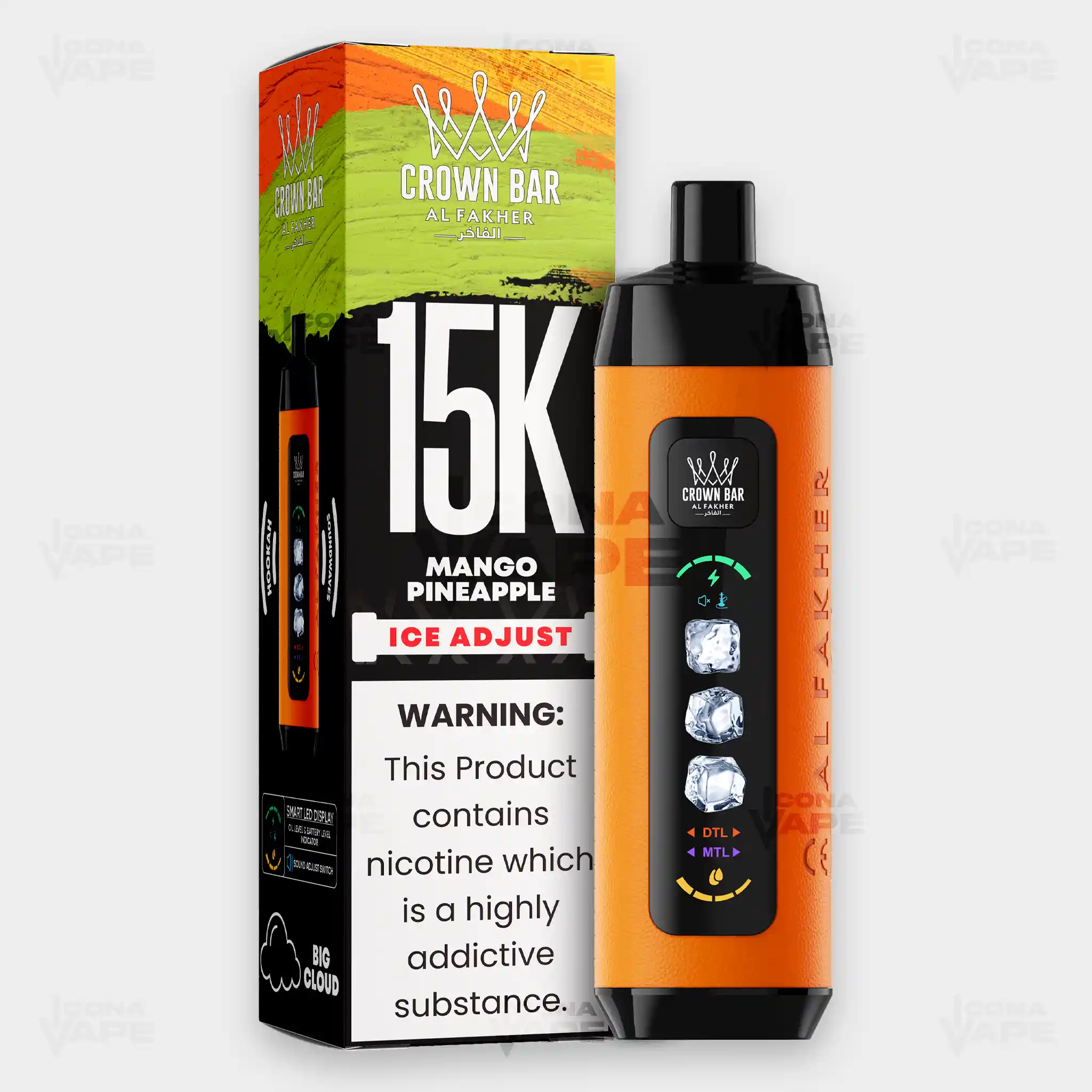 AL FAKHER CROWN BAR 15K ICE ADJUST DISPOSABLE VAPE - Image 30