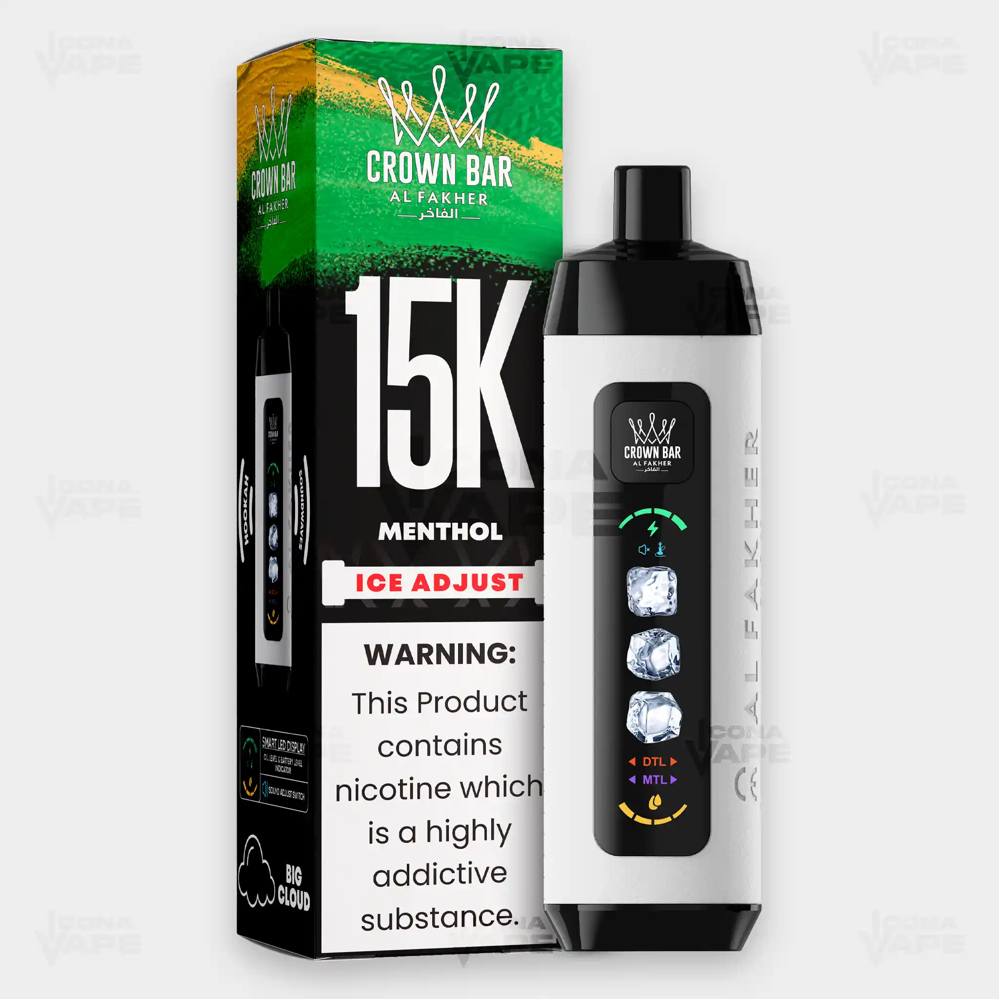 AL FAKHER CROWN BAR 15K ICE ADJUST DISPOSABLE VAPE - Image 31