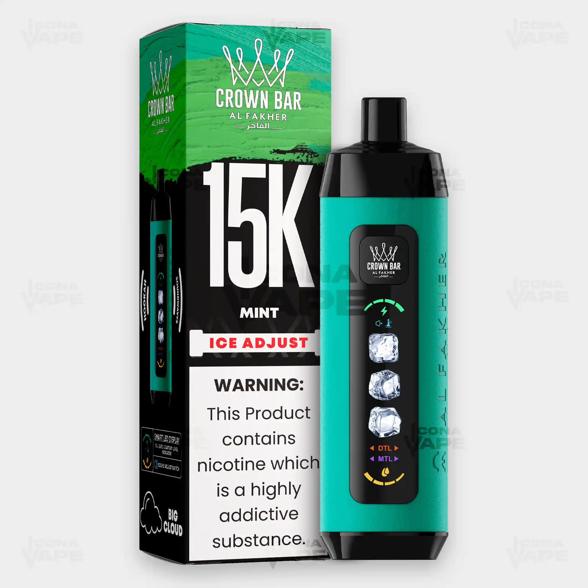 AL FAKHER CROWN BAR 15K ICE ADJUST DISPOSABLE VAPE - Image 32
