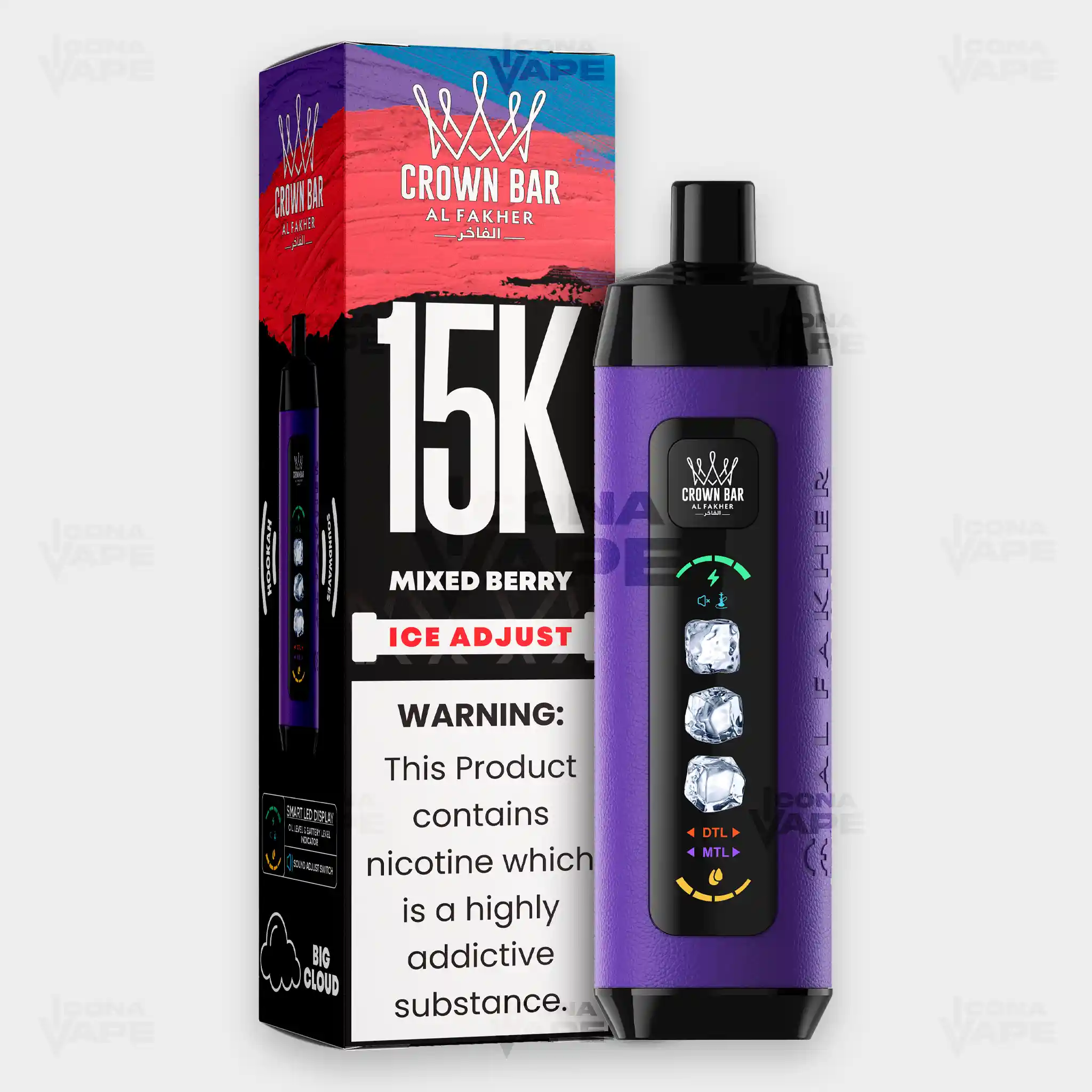 AL FAKHER CROWN BAR 15K ICE ADJUST DISPOSABLE VAPE - Image 33