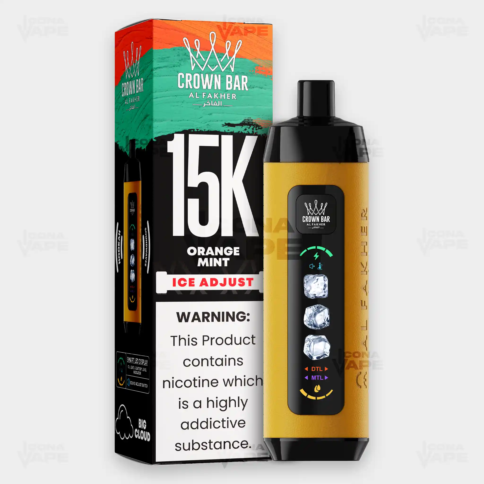 AL FAKHER CROWN BAR 15K ICE ADJUST DISPOSABLE VAPE - Image 34