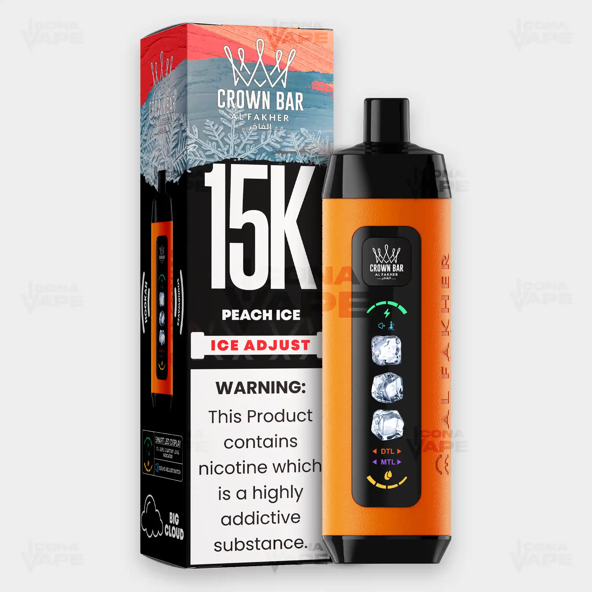 AL FAKHER CROWN BAR 15K ICE ADJUST DISPOSABLE VAPE - Image 35