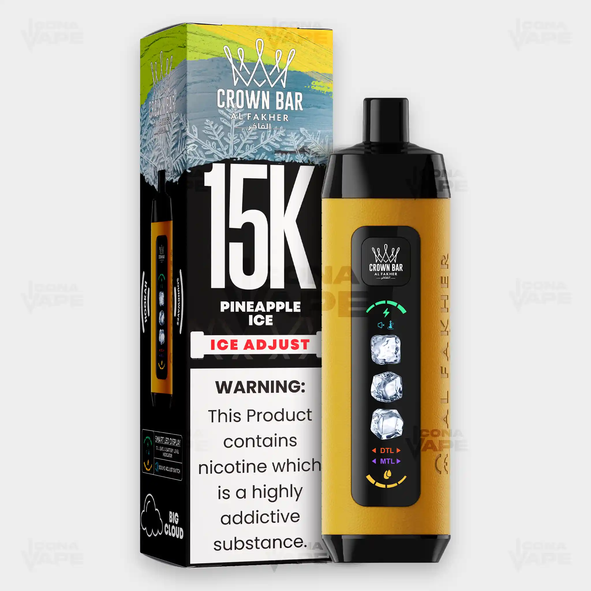 AL FAKHER CROWN BAR 15K ICE ADJUST DISPOSABLE VAPE - Image 36