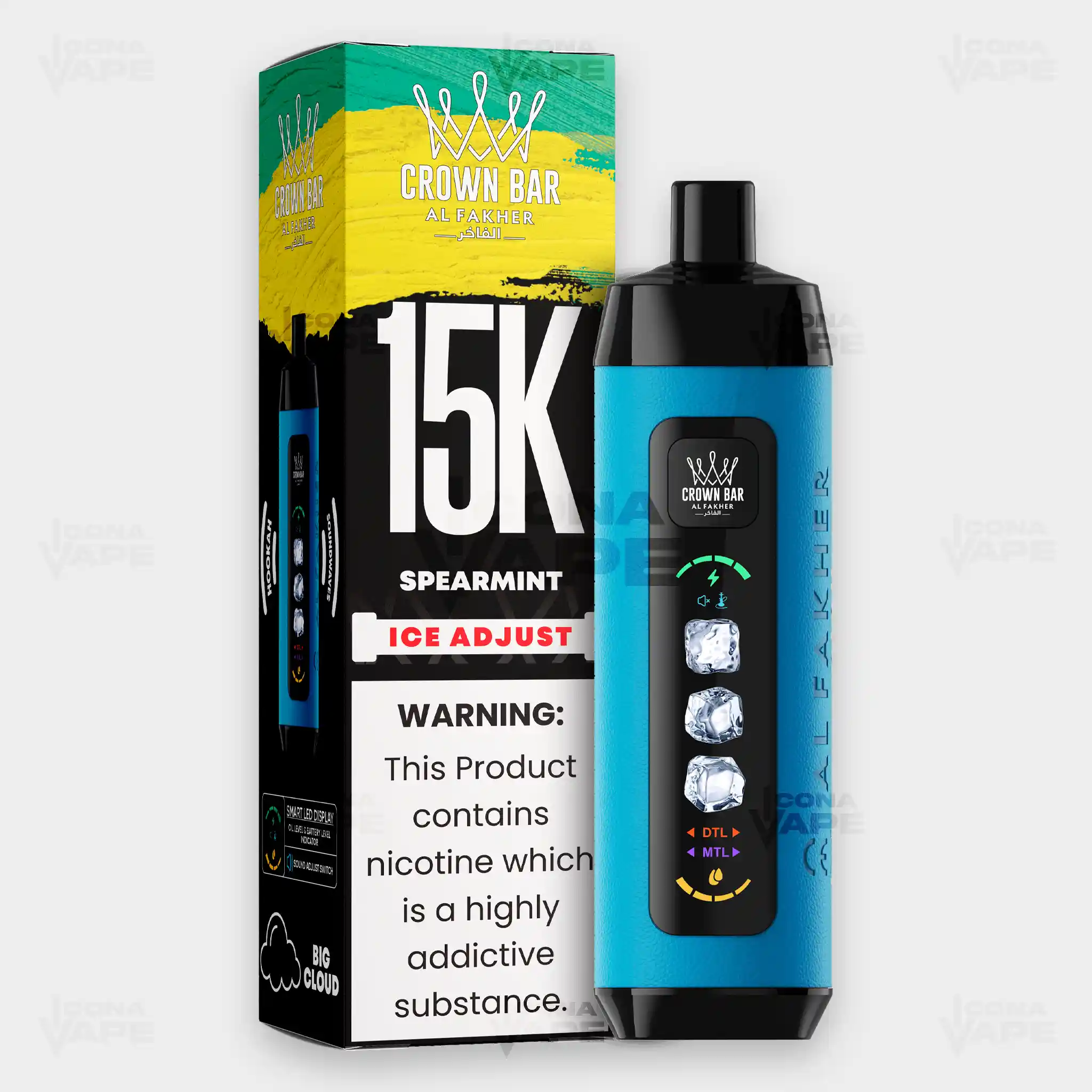 AL FAKHER CROWN BAR 15K ICE ADJUST DISPOSABLE VAPE - Image 38