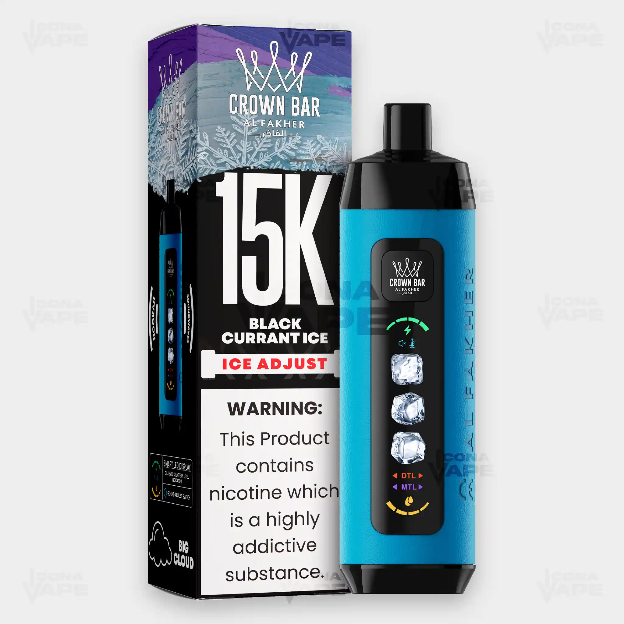 AL FAKHER CROWN BAR 15K ICE ADJUST DISPOSABLE VAPE - Image 4