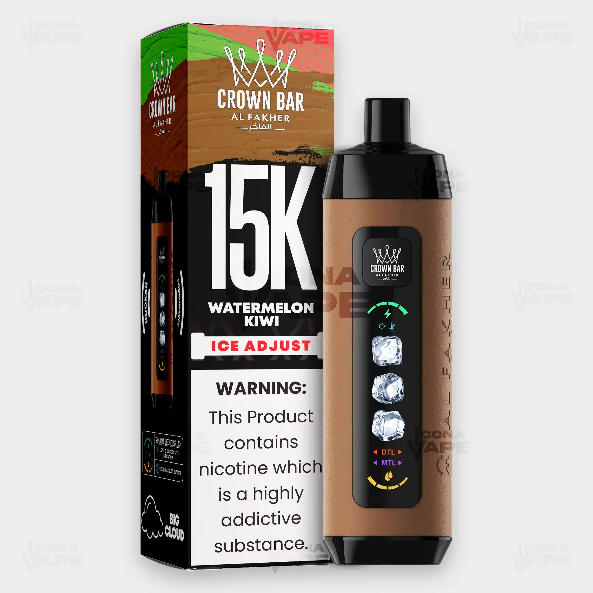 AL FAKHER CROWN BAR 15K ICE ADJUST DISPOSABLE VAPE - Image 44