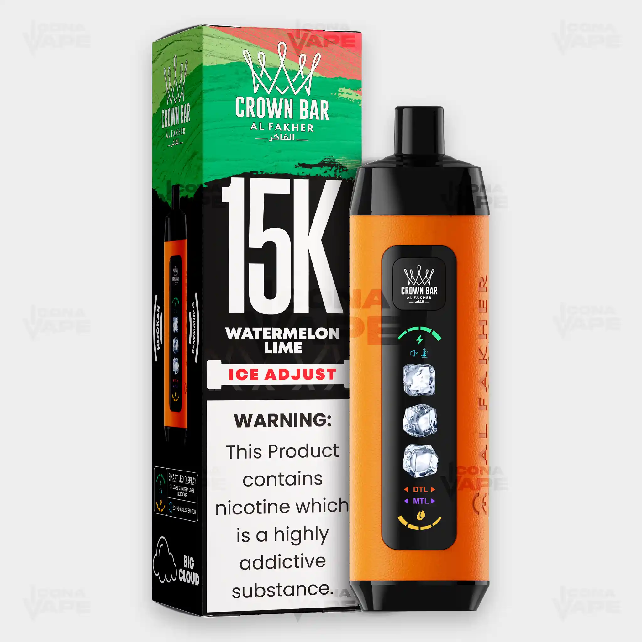 AL FAKHER CROWN BAR 15K ICE ADJUST DISPOSABLE VAPE - Image 45