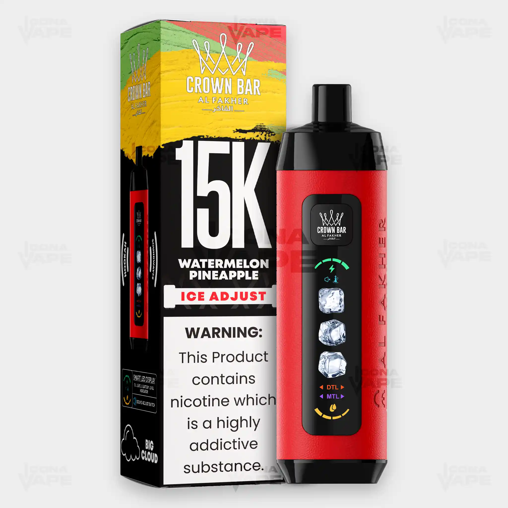AL FAKHER CROWN BAR 15K ICE ADJUST DISPOSABLE VAPE - Image 46