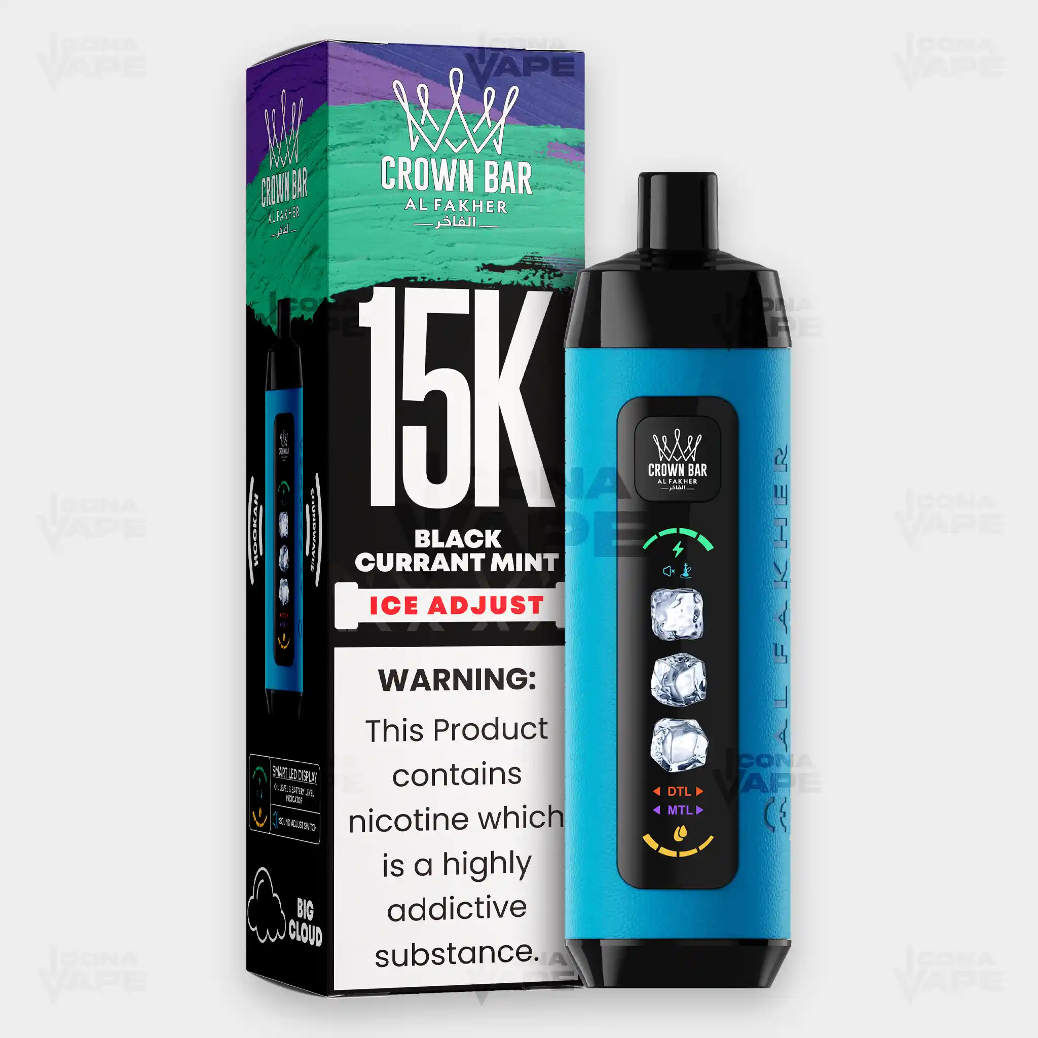 AL FAKHER CROWN BAR 15K ICE ADJUST DISPOSABLE VAPE - Image 5