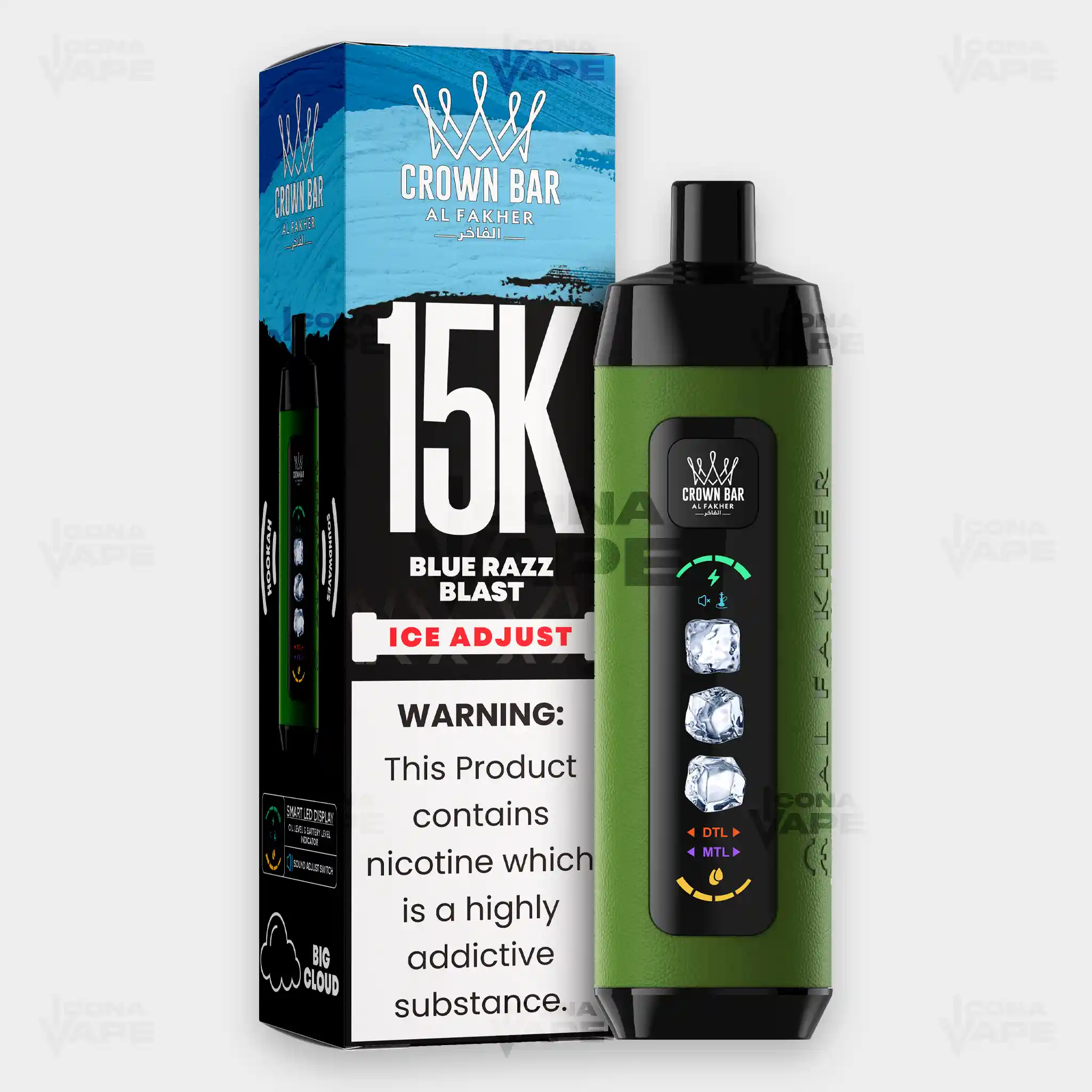 AL FAKHER CROWN BAR 15K ICE ADJUST DISPOSABLE VAPE - Image 6