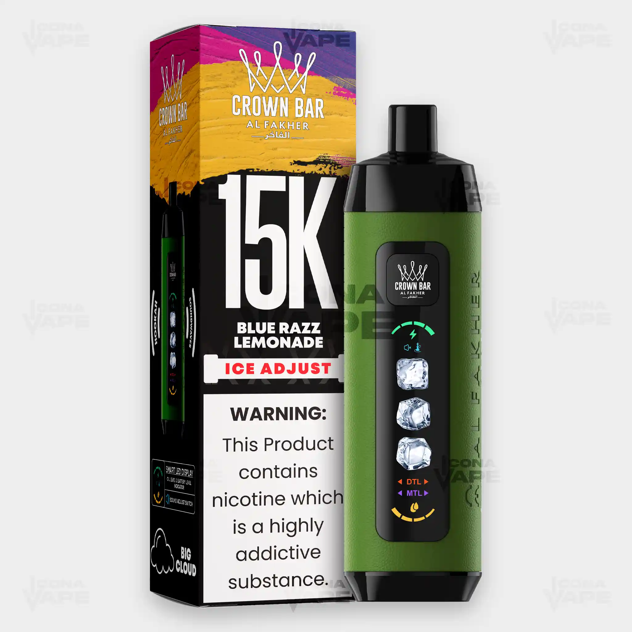 AL FAKHER CROWN BAR 15K ICE ADJUST DISPOSABLE VAPE - Image 7