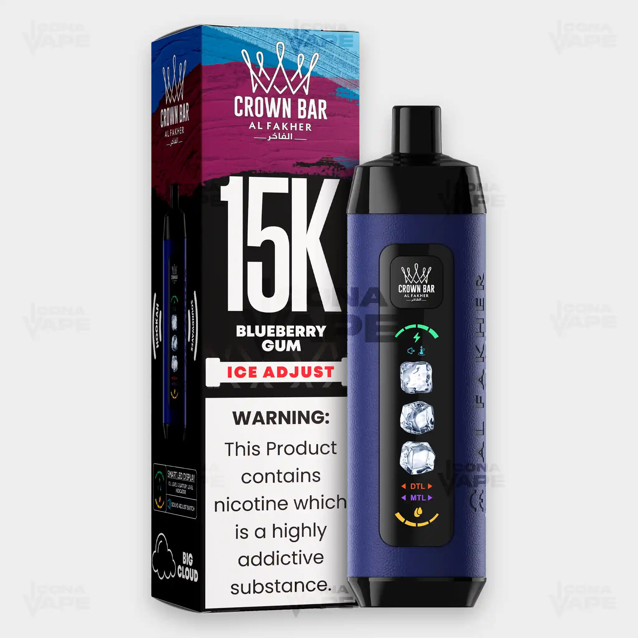 AL FAKHER CROWN BAR 15K ICE ADJUST DISPOSABLE VAPE - Image 9