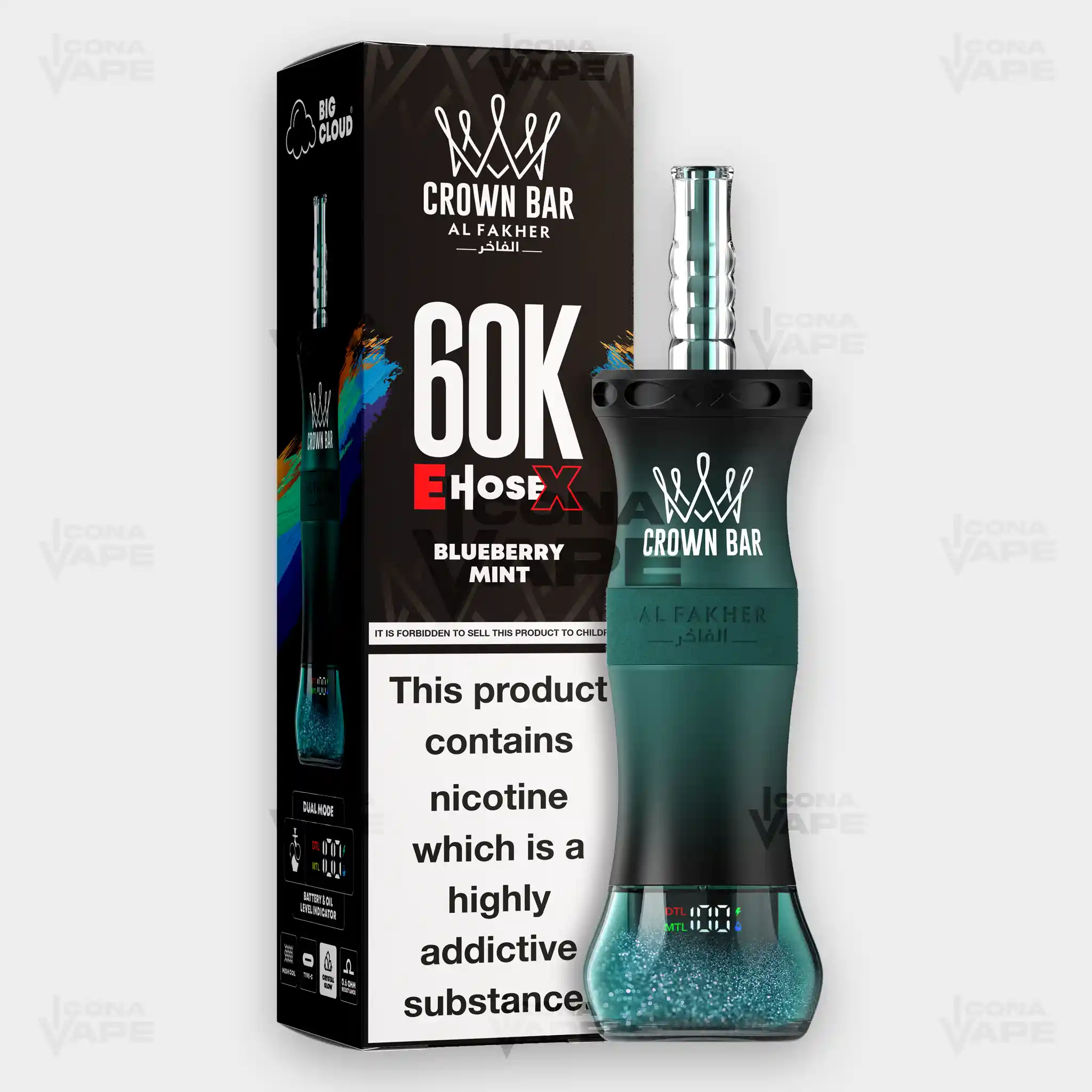 AL FAKHER CROWN BAR 60K E-HOSE X DISPOSABLE VAPE - Image 10