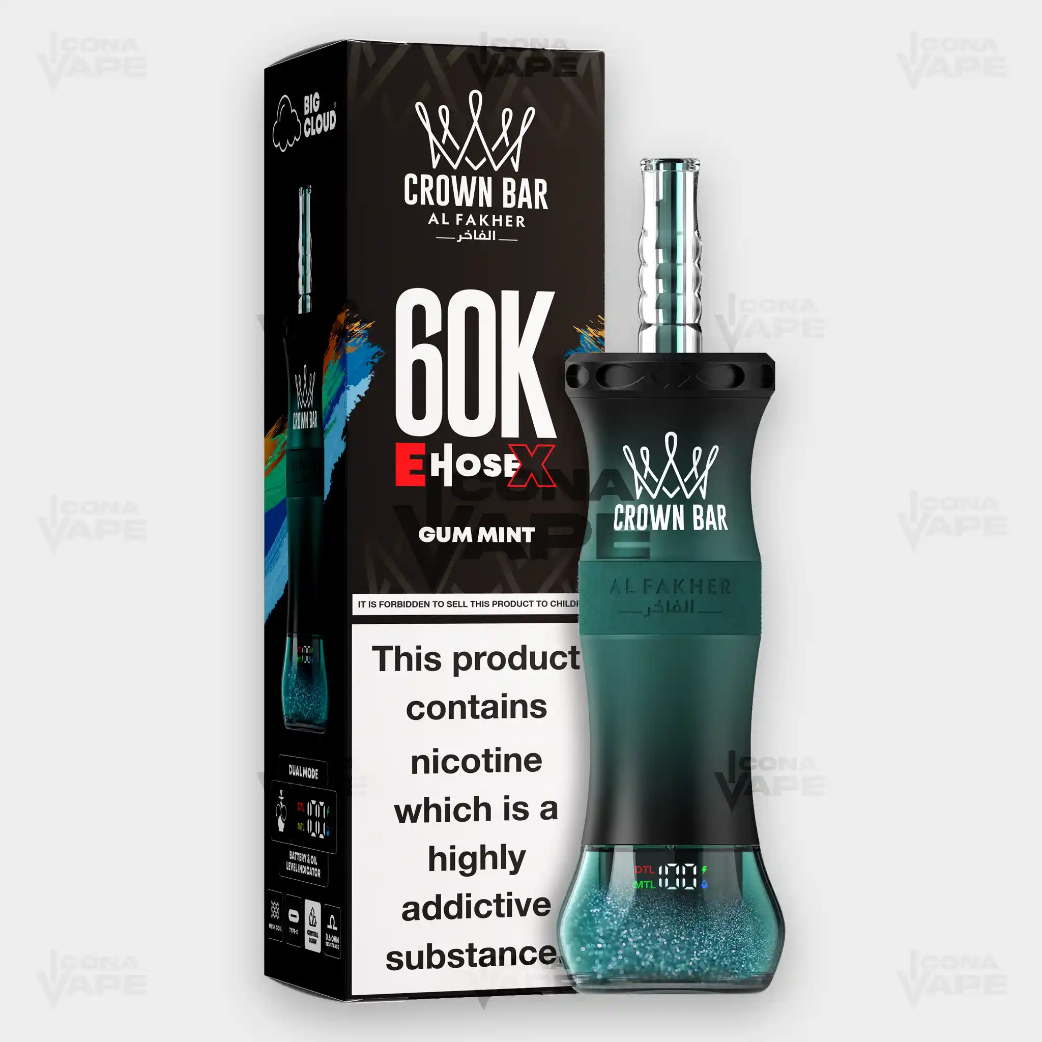 AL FAKHER CROWN BAR 60K E-HOSE X DISPOSABLE VAPE - Image 19