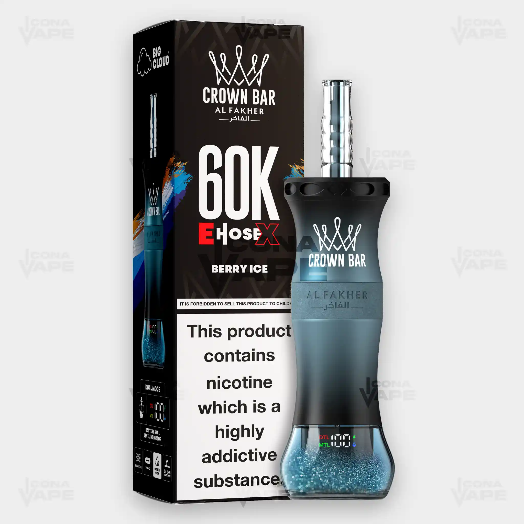 AL FAKHER CROWN BAR 60K E-HOSE X DISPOSABLE VAPE - Image 3
