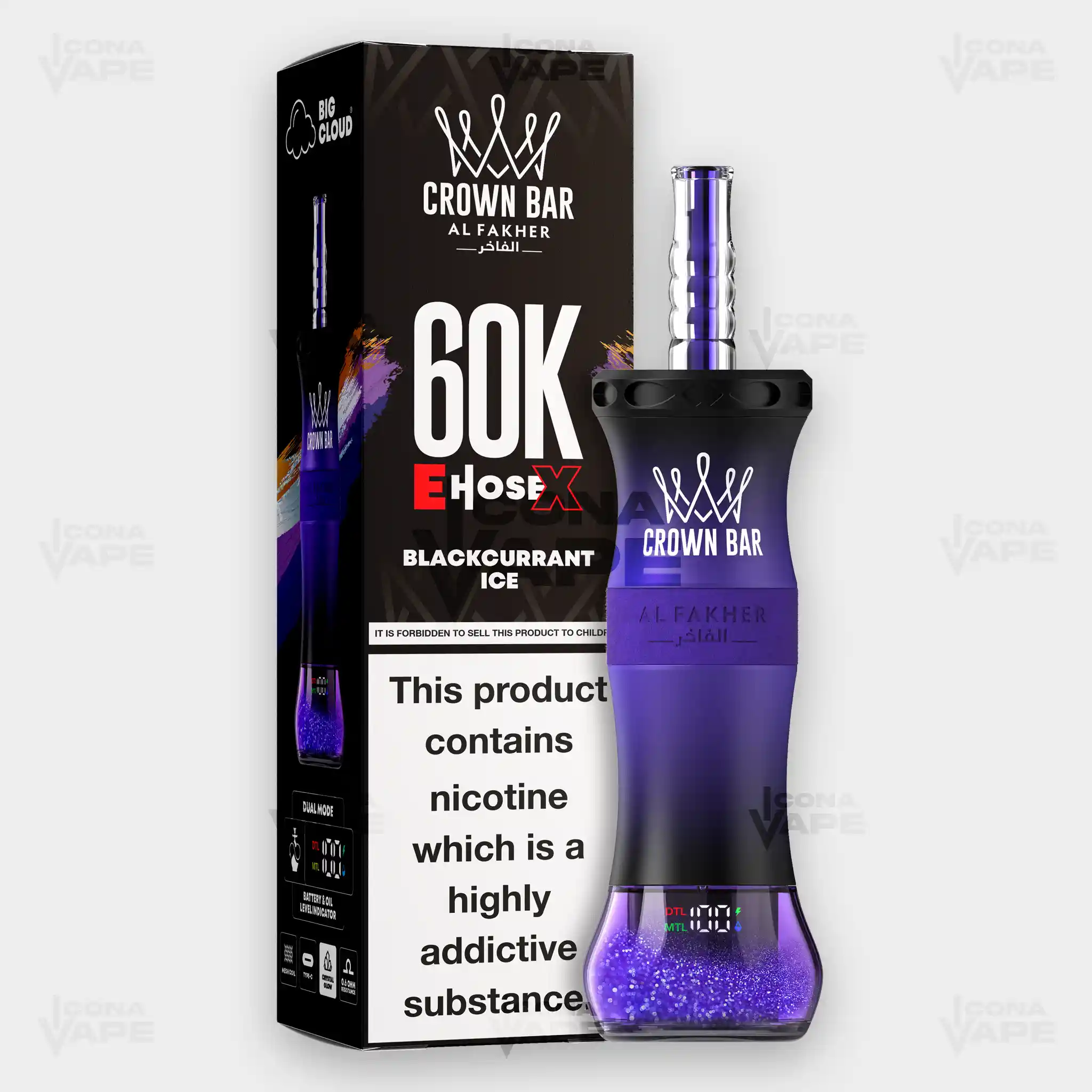 AL FAKHER CROWN BAR 60K E-HOSE X DISPOSABLE VAPE - Image 4