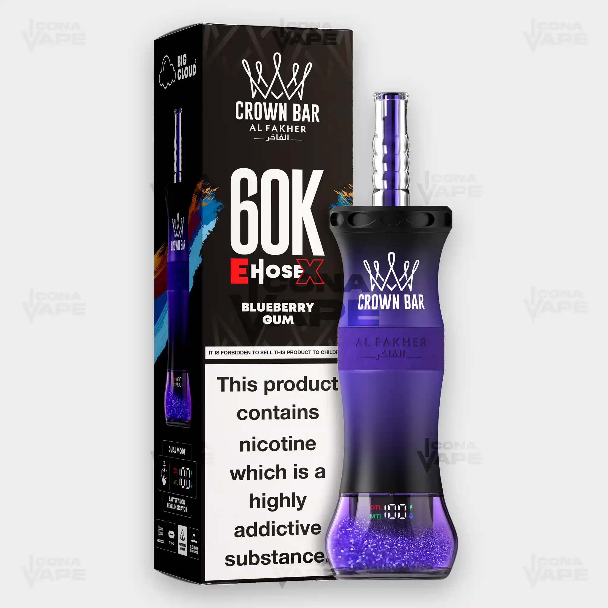 AL FAKHER CROWN BAR 60K E-HOSE X DISPOSABLE VAPE - Image 8