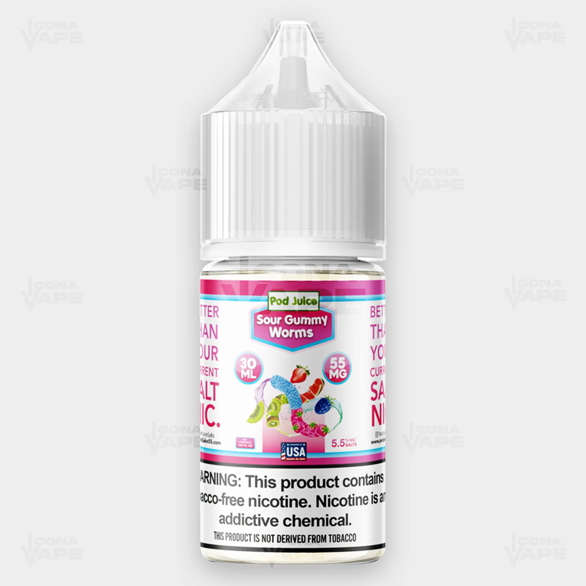 SOUR GUMMY WORMS - POD JUICE - 30ML
